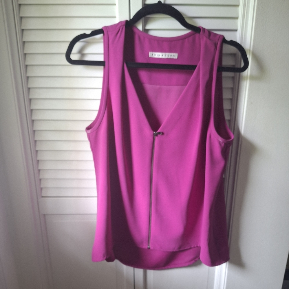 Trina Turk Fuchsia V-Neck Tank Top